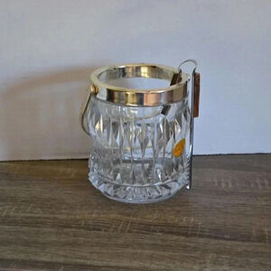 Vtg Bohemian Lead Crystal Ice Bucket